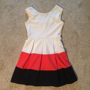 White, Navy, & Coral Dress